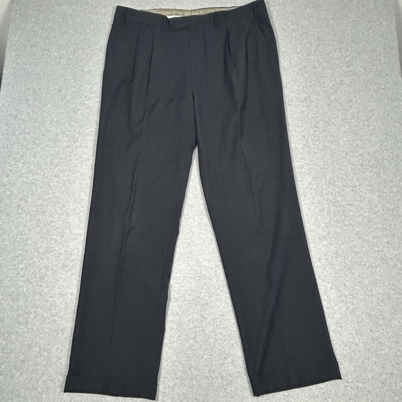 Ralph Lauren Dress Slack Pant Black Check Men Sz 38x32 Poly/Rayon Cuffed Pleated - Picture 3 of 8